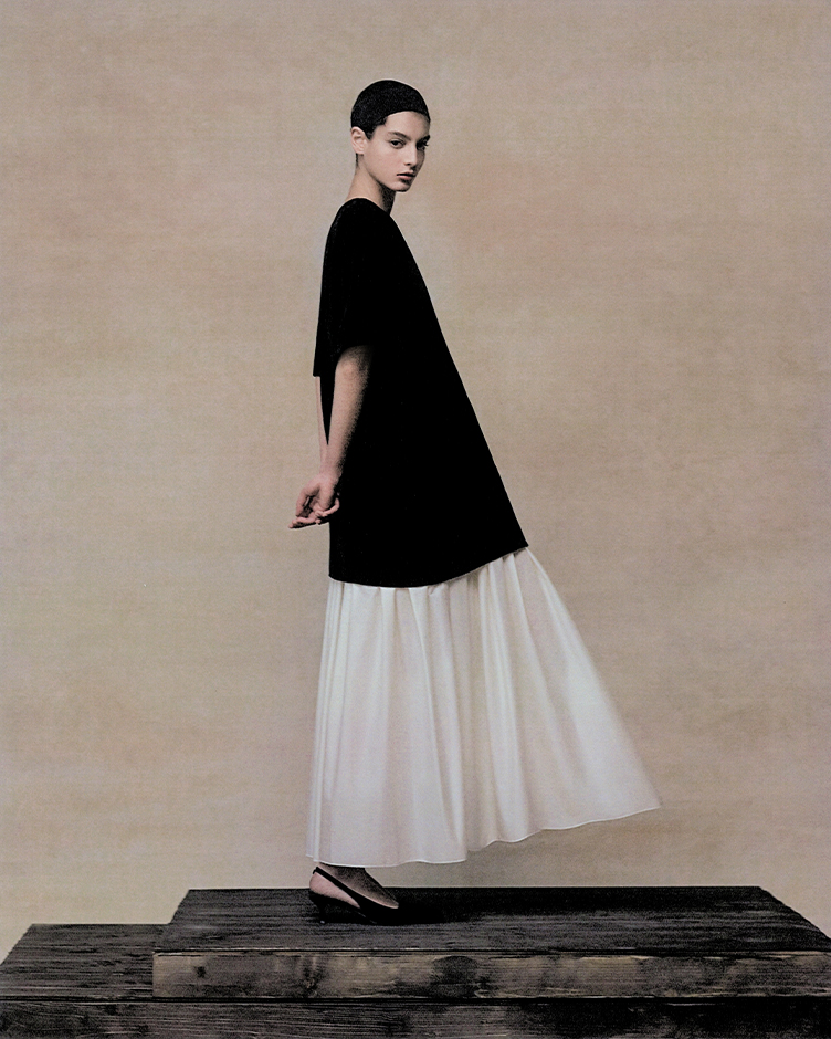 ARIA Black-White Color Block Dress