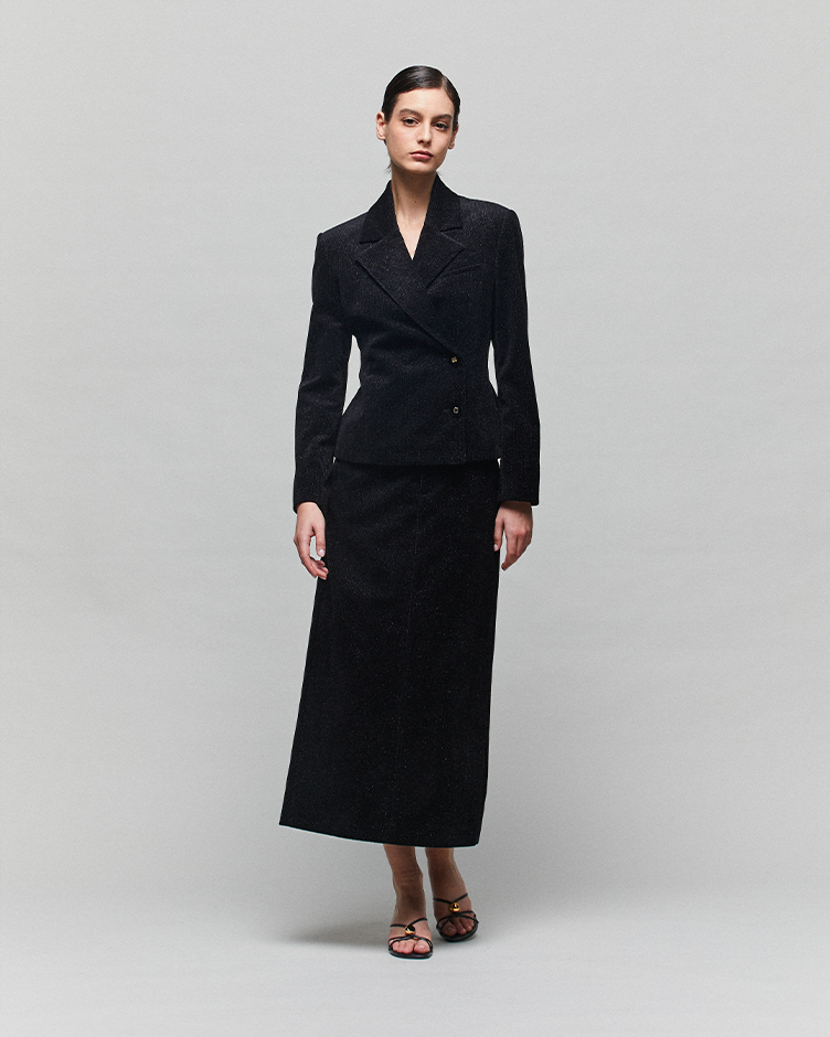 LIONESS Set - Black Sparkle Corduroy Skirt