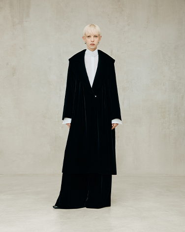 TRUFFLE Black Velvet Coat