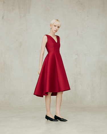TULIP Rose Red Silk-Wool Gown
