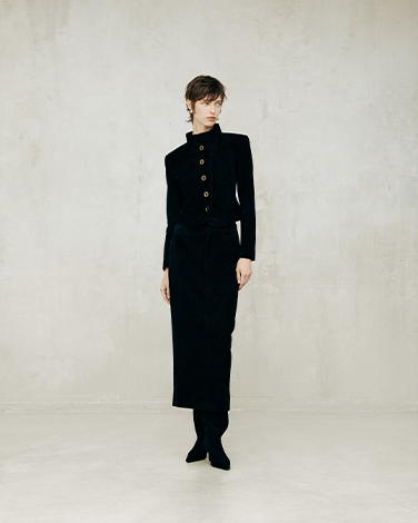 LIONESS Black Luster Corduroy Skirt